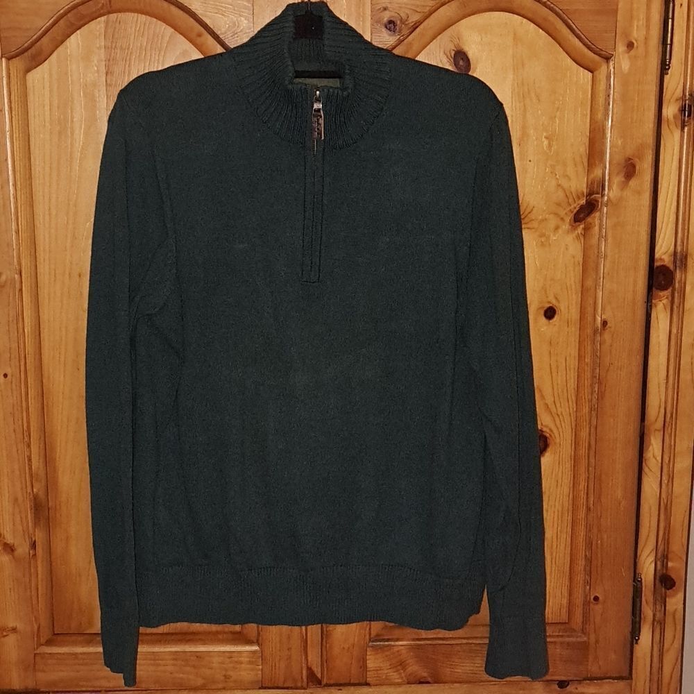 EDDIE BAUER 1/4 Zip Sweater, Hunter Green, Men's Size Large, Gently Worn